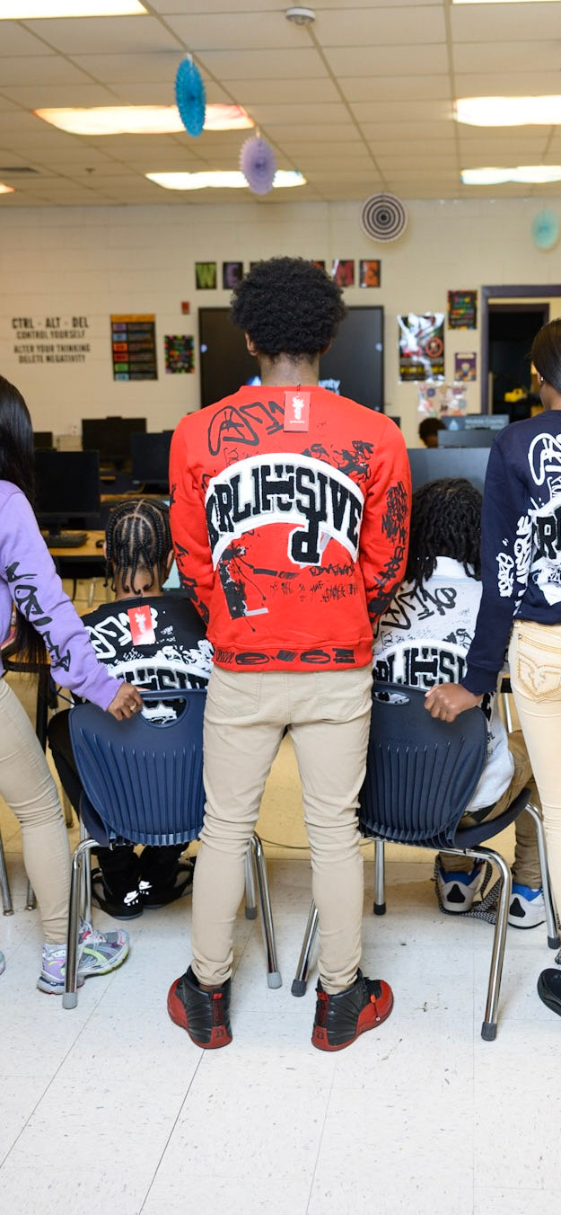 Red RTP “Graffiti Sprayed” Sweater