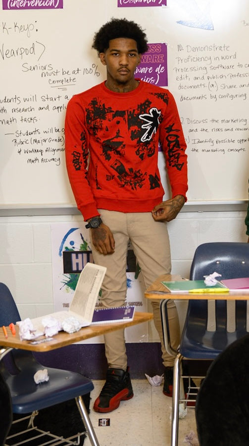 Red RTP “Graffiti Sprayed” Sweater